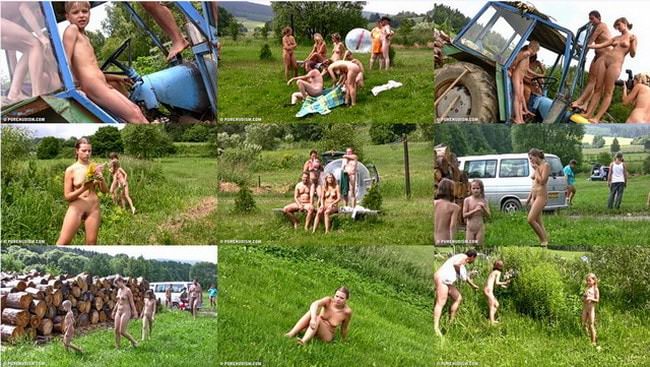 Videos mit jungen Nudisten in der Natur - Grasige Fitness im Freien [Naturism Online]